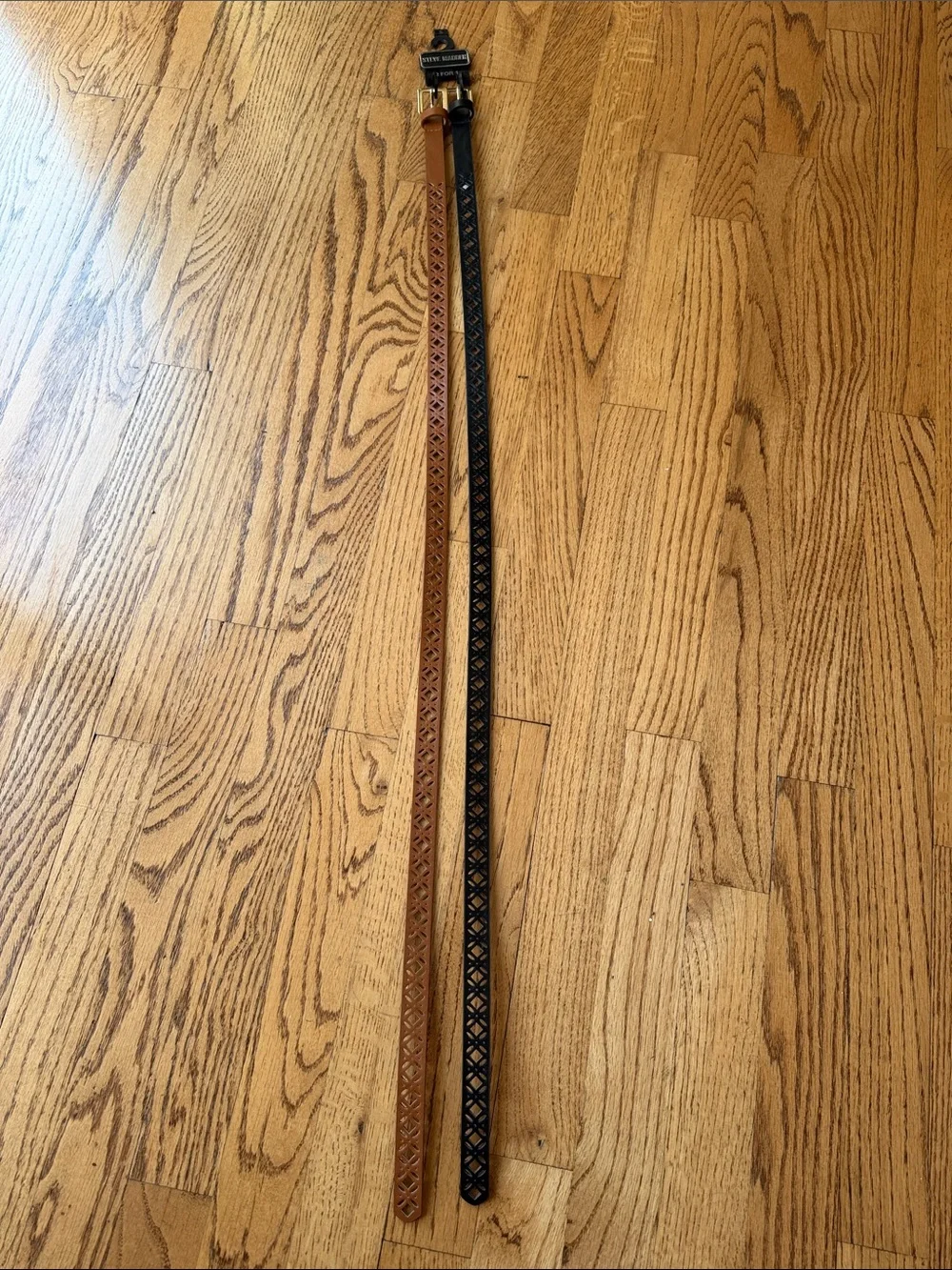NWT Steve Madden Men's Belt Duo - Black & Brown with Gold Buckles